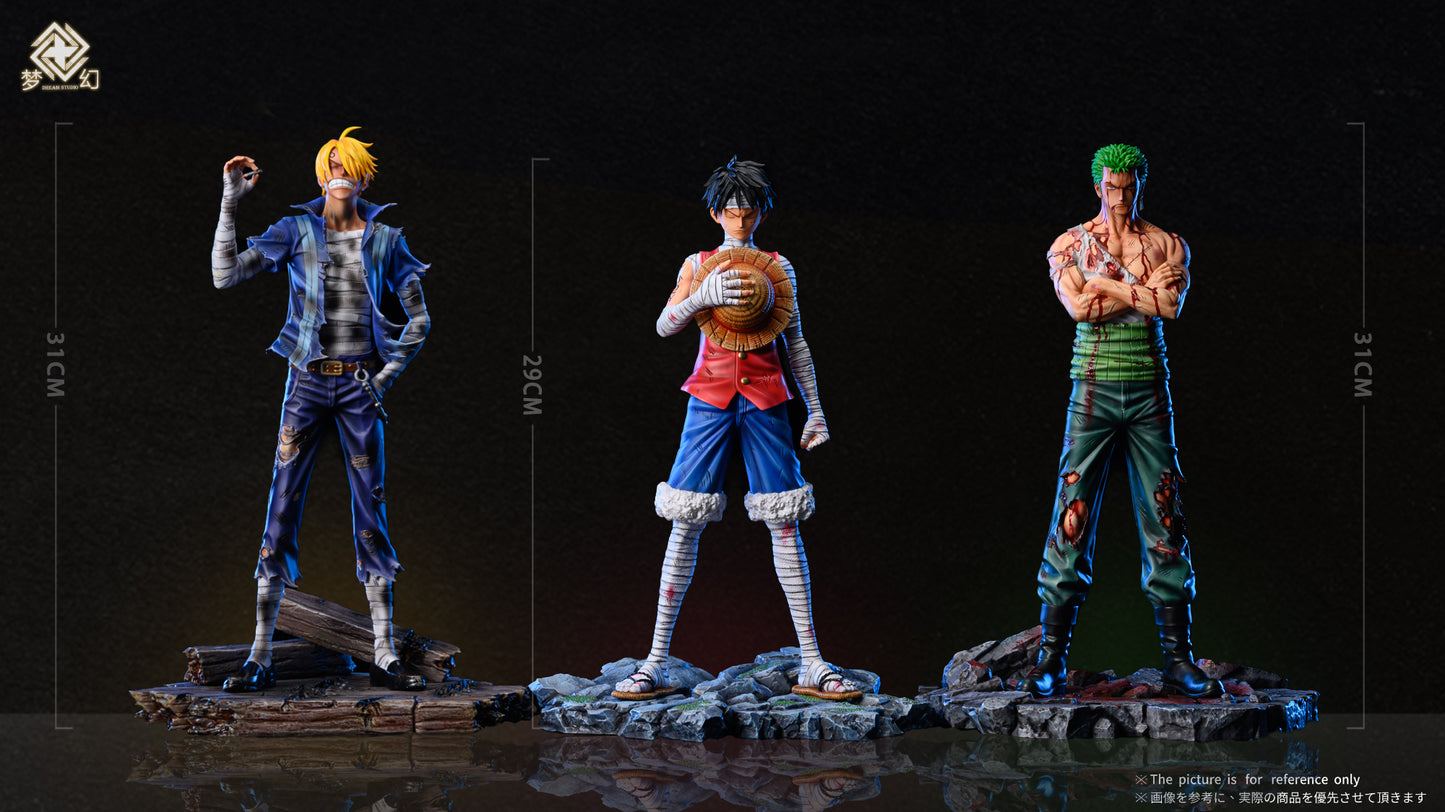 DREAM STUDIO – ONE PIECE: MONSTER TRIO ICONIC SCENE SERIES 2. SKYPIEA SANJI AND 3. 3D2Y LUFFY [SOLD OUT]