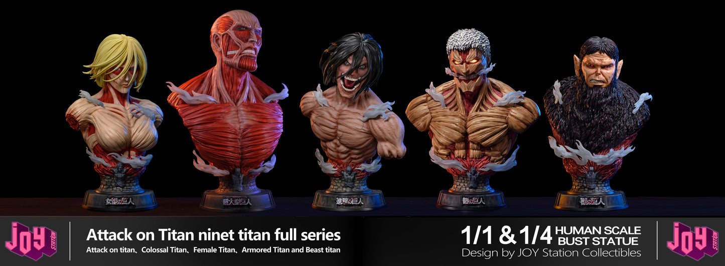 JOY STATION STUDIO – ATTACK ON TITAN: TITAN BUST SERIES SET OF FIVE 1/4 [SOLD OUT]