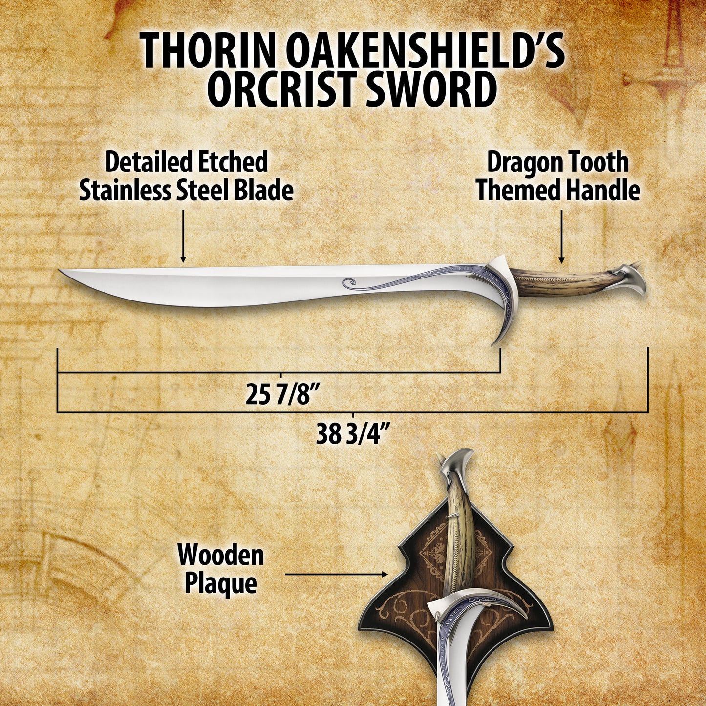 UNITED CUTLERY – THE HOBBIT: ORCRIST, SWORD OF THORIN OAKENSHIELD (UC2928)